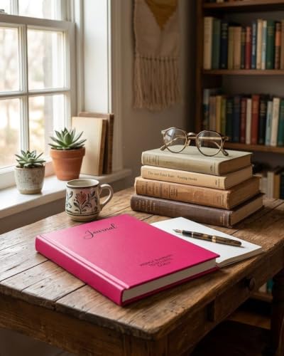 Image of Unruled Premium Hardcover Journal Notebook | Weekly Summary, To-Do Lists & Goal Planner | Undated Productivity Journal | A5 Size, Smooth Writing Pages | 100gsm Thick Paper, 80 Sheets /160 Pages Per Book | Elegant Notebook for Work, Study & Personal Planning (PINK, Unruled)