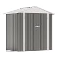 Patiowell 6x4 FT Storage Shed, Outdoor Metal Sheds with Lockable Door and Sloping Roof, Waterproof Outside Utility Garden Tool Shed with Breathable Vents for Patio Lawn Backyard, Gray