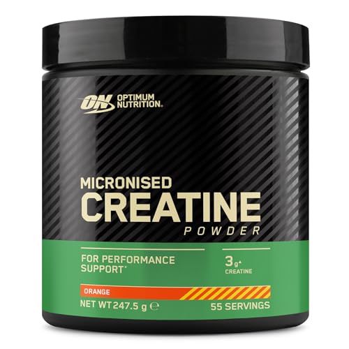 Optimum Nutrition Creatina Micronizada en Polvo, Sabor Naranja, 247.5g, 55 Servicios