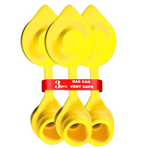 3pcs Yellow Gas Can Vent Caps - Can Vents For Plastic Cans & Metal Fuel Jugs Vent Kit For Blitz Gas Can Fuel Can Vent Caps For 5 Gallon Can Air Vent Kit