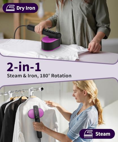 Honey Tour Travel Steamer for Clothes, 1200W Handheld Garment Steamer & Iron 2-in-1, 20s Fast Heating, 130ML Water Tank, Large Ceramic Heat Panel, Quick Wrinkle Removal for Home, Travel & Hotel Black - image 6