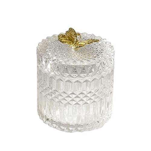 nihngvjm canisters Luxury Crystal Cotton Swab Box Golden Glass Jar Candy Gift Jar Watch Storage Box Glass Container Organizer Home Decor (Color : 5pcs)