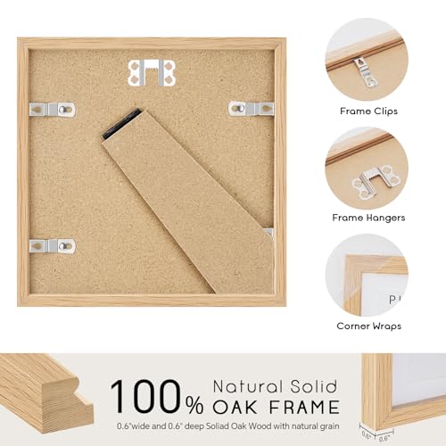 4x4 Oak Wood Picture Frame - 4"x4" Photo Frame, 4x4 Picture Frame Wood, Natural Solid Wooden Picture Frames for Wall Art Photo and Prints(1 Pack, Beige)