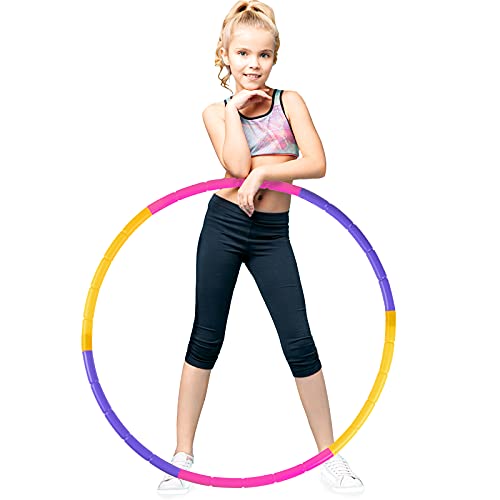 VENSEEN Exercise Hoop for Kids, Detachable Adjustable Weight Size Plastic Kid Fitness Hoop, Suitable as Toy Gifts, Exercise Hoop Game, Indoor & Outdoor Games, Boys & Girls (1 Pack)