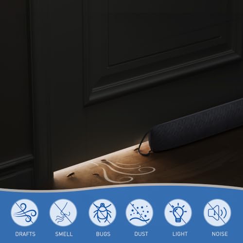 Image of MAGZO Door Draft Stopper for Bottom of Door 36 Inches, Velour Gray | Weighted Door Noise Blocker, Under Door Gap Filler with Machine Washable Fabric, Home