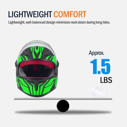 Image of Kids Motorcycle Helmet Full Face DOT Approved | Lightweight Child ATV Electric Dirt Bike Go-Kart Quad 4-Wheeler Mini Motorcycle Street Racing Helmet for Boy Girl Age 5-10