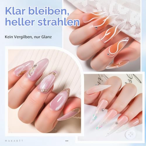 Makartt 2 * 10ml Base & Top Coat Gel UV Set – Hochglanz, kein Abwischen, 21+ Tage Halt – Ansicht 4