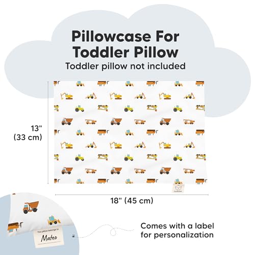 Image of KeaBabies 13x18 Waterproof Toddler Pillowcase, 1pk Pillow Case (Construction)