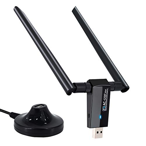 One-Day Sale: Up to 50% Off 1200Mbps USB WiFi Adapter;2x5dBi WiFi Antennas Long Range Dual Band (5GHz/867Mbps+2.4GHz/300Mbps) USB 3.0 Nework LAN Card for Windows Xp/Vista/7/8/8.1/10 Linux2.6X Mac OS X10.4-10.13.