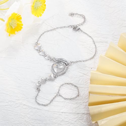 Image of Sunflower Jewellery Gold Hand Chain Bracelet Graduation Finger Heart Gifts 2025 (2025 Graduation Hand Chain)