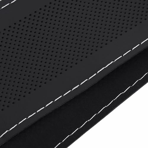 Image of KINGSWAY PU Leatherite Car Steering Cover Sewable Compatible with Mahindra Thar (Year 2020 Onwards), Black Color with Silver Thread, Pack of 1 with Sewing Needle and Thread