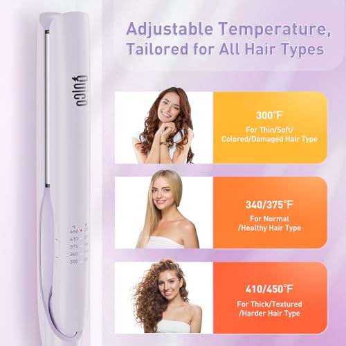 Image of Quico Upgrade Hair Straightener, 100-240V Dual Voltage Hair Straightener and Curler with 15s Heat Up, Professional Negative Ion Ceramic Flat Iron for Less Frizz, 5 Temp & Auto Shut-Off, Lilac