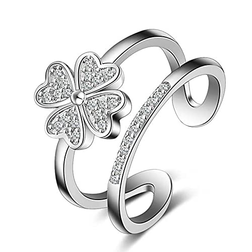Bague trèfle à 4 feuilles en argent porte-bonheur pour elle