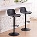 Kidol & Shellder Taburetes de Bar Sillas de Comedor Juego de 2 Negro, Cojín de Asiento con Respaldo Giratorio de Altura Ajustable, Sillas de Bar de Metal de Cuero PU, Bistro de Cocina para el Hogar