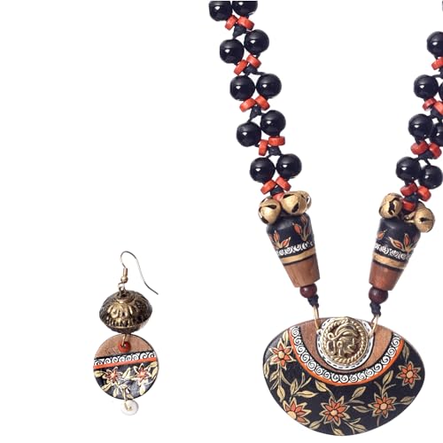 Image of AAKRITI ART CREATIONS Handcrafted Women's Jewelry Set - Ethnic Necklace and Earrings, Fashion Accessories for Special Occasions & Celebrations