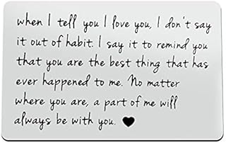 Engraved Wallet Insert Card For Men Husband Boyfriend From Wife Girlfriend Stainless Steel Wallet Card ,Love Note Insert, Love Message Valentine Wedding Birthday Gifts
