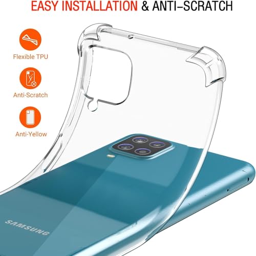 Image of Lustree Back Cover Transparent Case Compatible with Samsung Galaxy A12 | Clear + TPU Case with 4 Corner Air Cushion Protection & Camera Protection | Slim& Stylus Cover