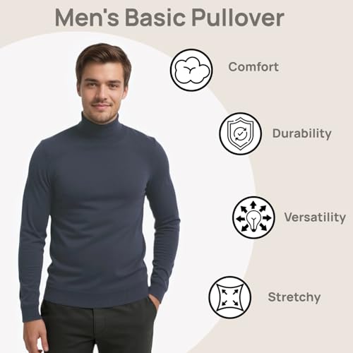 VPG Turtleneck Men's Sweaters, Lightweight Long Sleeve Turtle Neck Shirt for Men, Regular Fit Knit Pullover Sweater2