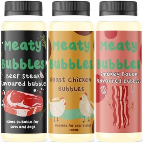 Bubbles For Dogs MULTIPACK 3 FLAVOURS, Dog Toys, Pet Bubbles Blowing Bubbles, Pet Toys, Dog