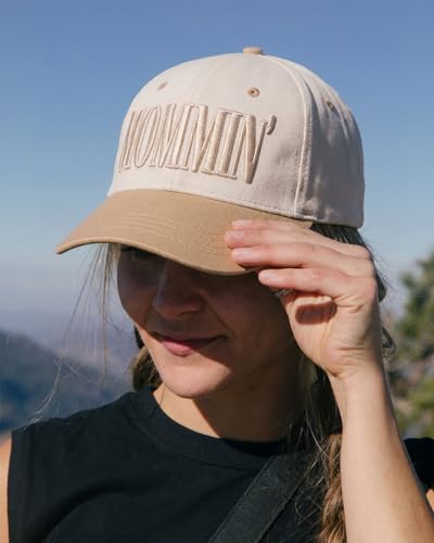 Image of Mommin Trucker Hat for Women, Vintage Two-Tone mom hat with Mommin 3D Embroidery, New Mom Gifts Mothers Day Outfits