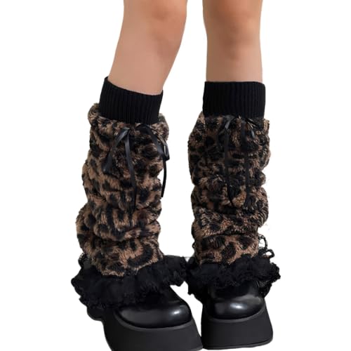 Image of Sexybody Leg Warmers for Women & Girls Y2K Kawaii Fluffy Fur Flared Leg Warmer Furry Goth Grunge Socks Harajuku Leopard