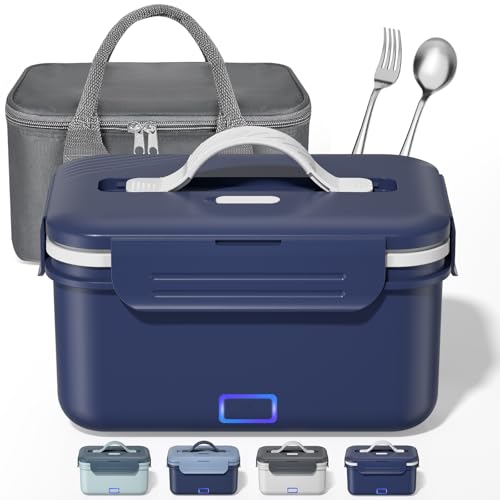 Akhia 100W Fast Heated Lunch Box 1.8L Electric Lunch Box, 12V/24V/110V Portable Food Warmer Ideal for Adults Men Women for Car/Work with Fork&Spoon Insulated Bag Valentines Day Gifts Birthday Gifts