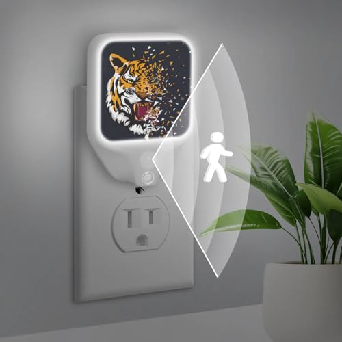 Image of Tiger Plug-in Led Night Light with Auto Dusk to Dawn Sensor for Room Decor, Adjustable Brightness Warm White Lights for Hallway,Bedroom, s Room, Kitchen, Stairway