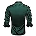 Hi-Tie Satin Mens Green Long Sleeve Dress Shirts Formal Shirts for Men Button Down Regular Fit Party Wedding