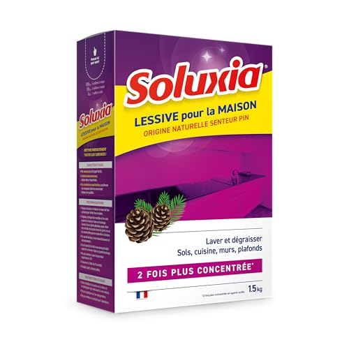 Lessive Soluxia Senteur Pin - Lave et Dégraisse – Idéal Travaux, Sols, Murs, Cuisine, Peinture, Entretien et Plafonds – 2 fois plus concentré