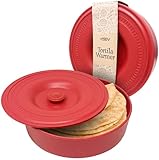 KSEV Tortilla Warmer (9' x 3.1'-Inch) Insulated Container with Lid, Fits up to 20 Tortillas, BPA FREE Microwave & Dishwasher Safe Holder Box For Torilla, Taco, Chapati, Flat Breads (1 Pack - Red)