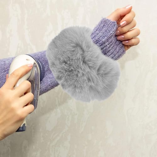 Muñequeras de lana sintética gris con acabado de pelo suave y denso Abaodam 7