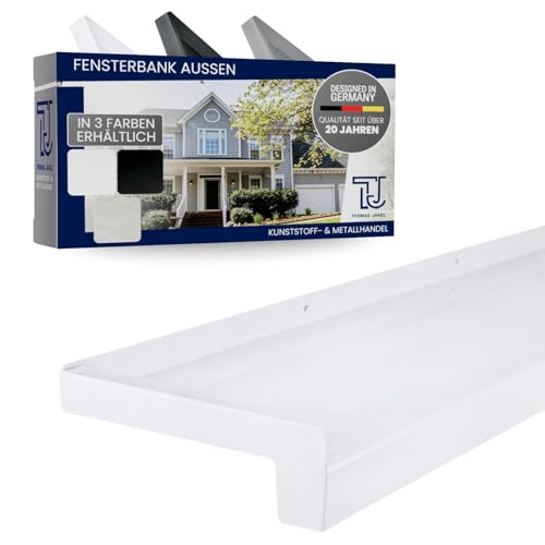 TJ Fensterbank Außen I 50 mm x 1000 mm I Weiß RAL 9016 I hochwertiges Aluminium Fensterbrett mit Seitenabschluss I pflegeleichter & langlebiger Alu Fenstersims I pulverbeschichtete Außenfensterbank TJ Fensterbank Außen I 50 mm x 1000 mm I Weiß RAL 9016 I hochwertiges Aluminium Fensterbrett mit Seitenabschluss I pflegeleichter & langlebiger Alu Fenstersims I pulverbeschichtete Außenfensterbank