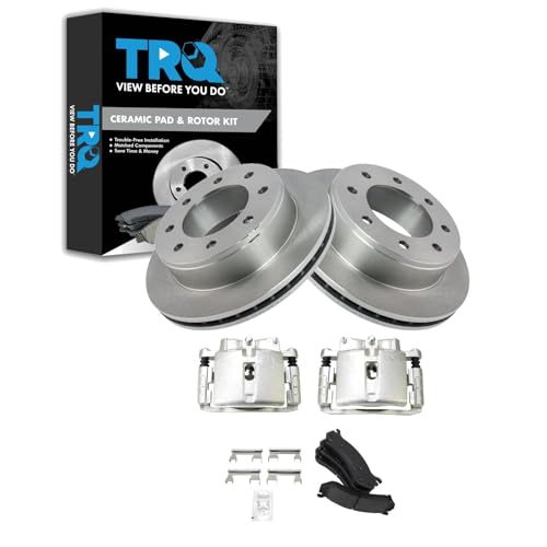 Image of TRQ Rear Brake Pad & Rotor Kit Compatible with 99-07 Chevrolet GMC 03-09 Hummer