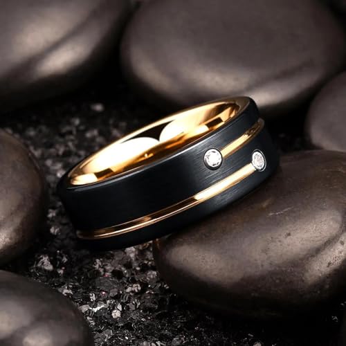 Alliance tendance noire de 8 mm avec finition biseautée haut de gamme - 6