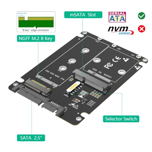 Adaptador 2 en 1 M.2 NGFF & MSATA a SATA3 2.5 con caja plástica miniatura 7