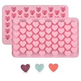 Fimary 2Pack Heart Ice Cube Tray, Mini Heart Shaped Ice Cube Trays, Silicone Flexible Easy Release Ice Molds, Reusable Ice Trays for Freezer, Ice Molds Fun Shapes for Whiskey Cocktails Bourbons Pink