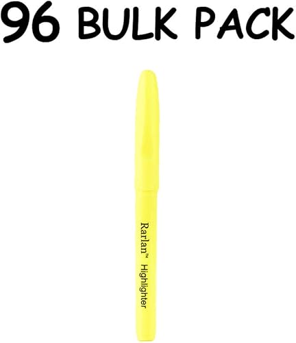 Miniatura 2 de Rarlan Resaltadores, punta de cincel, amarillo fluorescente, paquete a granel de 96 unidades