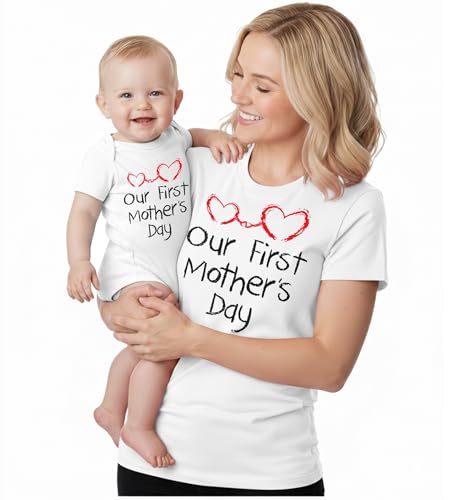 Image of Tstars Our First Mothers Day Baby Outfit Matching Gifts - Mommy and Me Matching Outfits - First Time Mommy Mothers Day Gift