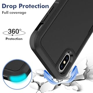 for iPhone X/iPhone Xs Case: Dual Layer Protective Heavy Duty Cell Phone Case Shockproof Rugged Bumper Tough with Screen Protector - Military Grade Drop Tested for Appple iPhone X/iPhone Xs, Black