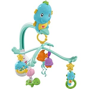 Fisher-Price DFP12 – Zeeppaardje 2-in-1 baby mobiel met muziek en afneembare rammelaars babyuitrusting vanaf de geboorte