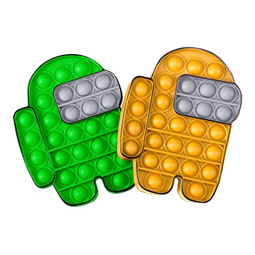 JSC Pop It Fidget Toys â€“ Fidget Pack Among in us Pieces â€“ Entertaining Sensory Toys for Kids and Adults â€“ Reliable Non-Toxic Silicone â€“ Increase Motor and Logical Skills (Lime & Orange)