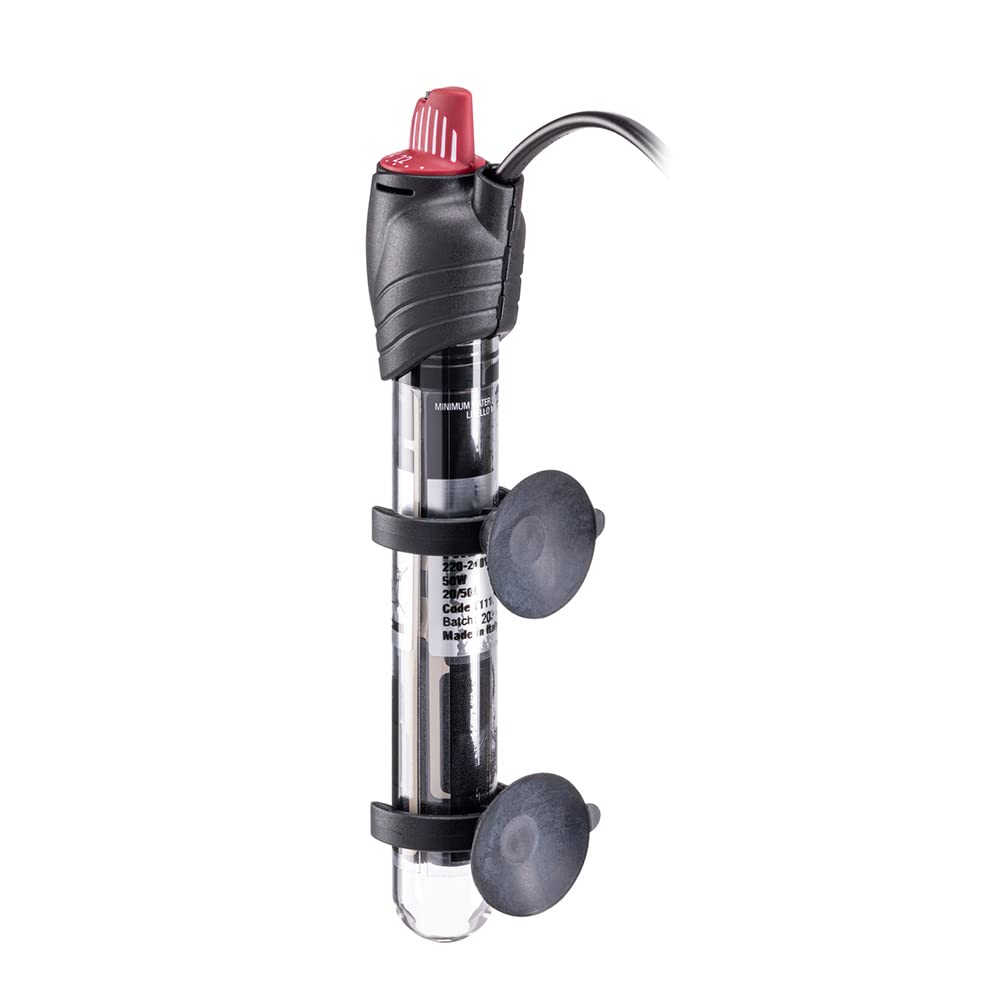 Hydor Riscaldatore Acquari Tartarughiere THEO 50 W, Sommergibile, Antishock Termico, Infrangibile, con Scala Graduata e Ventose