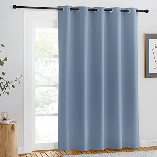 NICETOWN Blackout Curtains for Windows 84 inch Long - Window Treatment Thermal Insulated Solid Grommet Room Darkening Drapes for Bedroom/Living Room (Stone Blue, 1 Panel, W66 x L84)