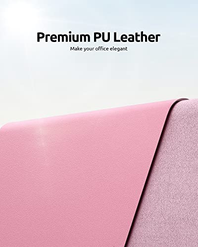 YSAGi Leather Desk Protector, Office Mat, Large Mouse Mat, Non-Slip PU Leather Blotter, Laptop Desk, Waterproof Writing Pad for Office and Home (Pink, 31.5" x 15.8") - Thumbnail 2