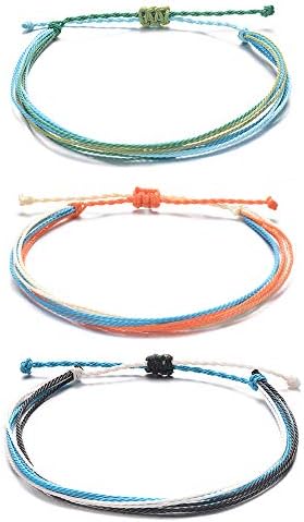 Tarsus String Ankle Bracelet for Women Teen Girls Yarn Rope Wax Layered 3 Anklet Set