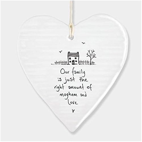 East Of India Hanging Heart Gift Our family is mayhem and love