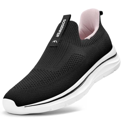 Sosenfer Slip On Sneaker Damen | Schuhe zum Reinschlüpfen ohne Schnürsenkel | Elastischer Bund &...