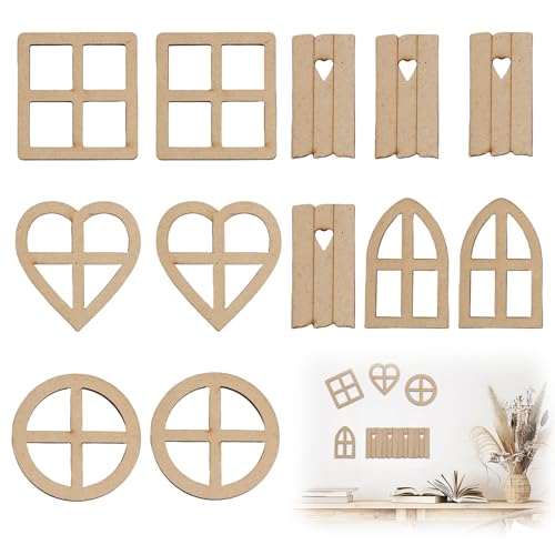Lot de 12 mini fenêtres de fée en bois pour décoration de fenêtre - Décoration de jardin Féerique, Décoration de Maison, Scrapbooking, Fabrication de...