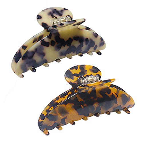 ACCGLORY Large Hair Claw Clips Fashion Tortoise Shell French Design Celluloid Hair Clamps for Women (tortoise shell hair clips)