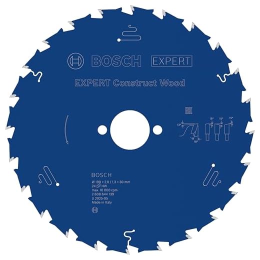 Bosch Professional 2608644139 - Disco de sierra circular CSB Expert ConstructWood: 190x30x24D